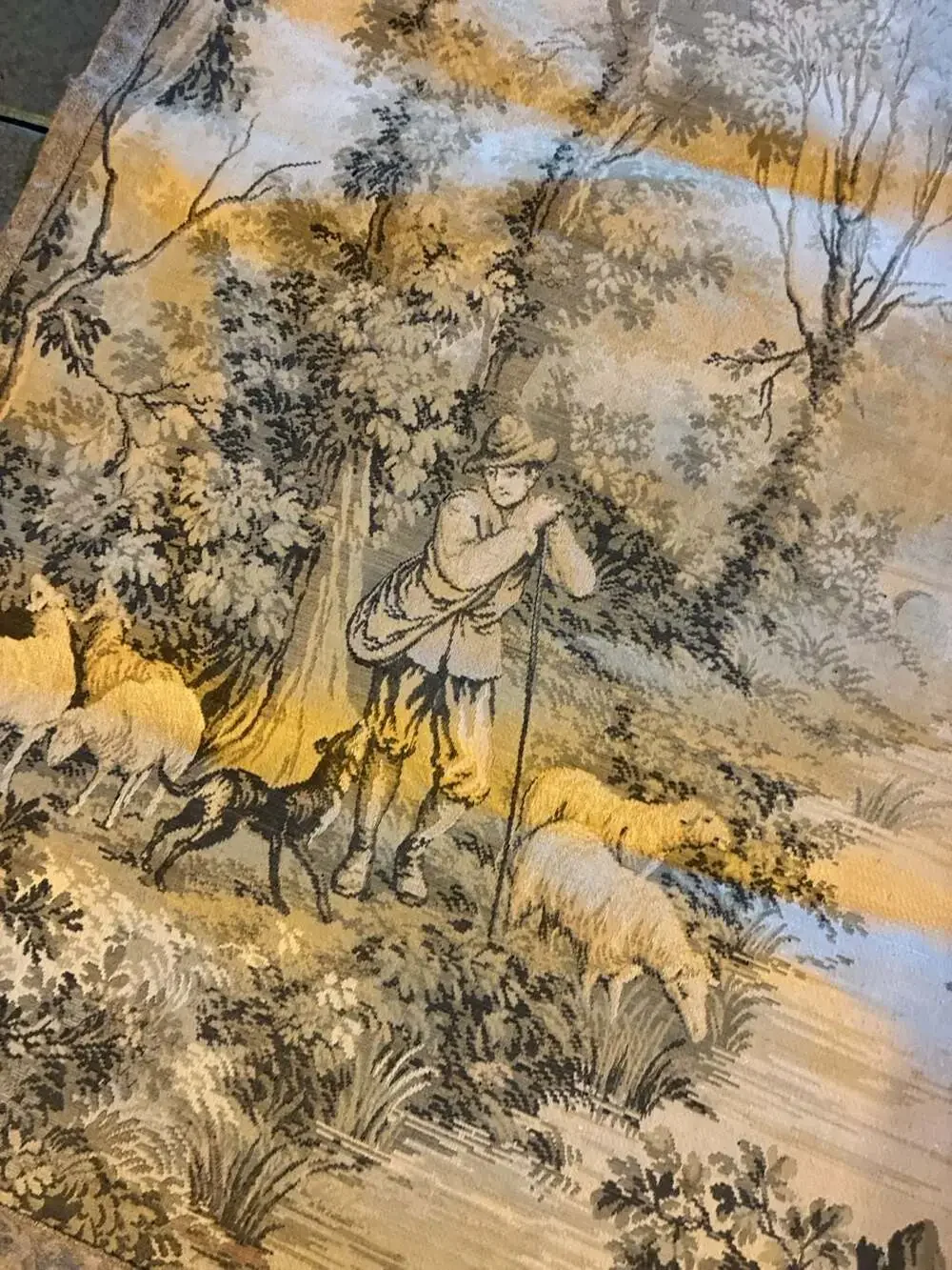 Vintage French Pastoral Scene Woven Jacquard Wall Tapestry